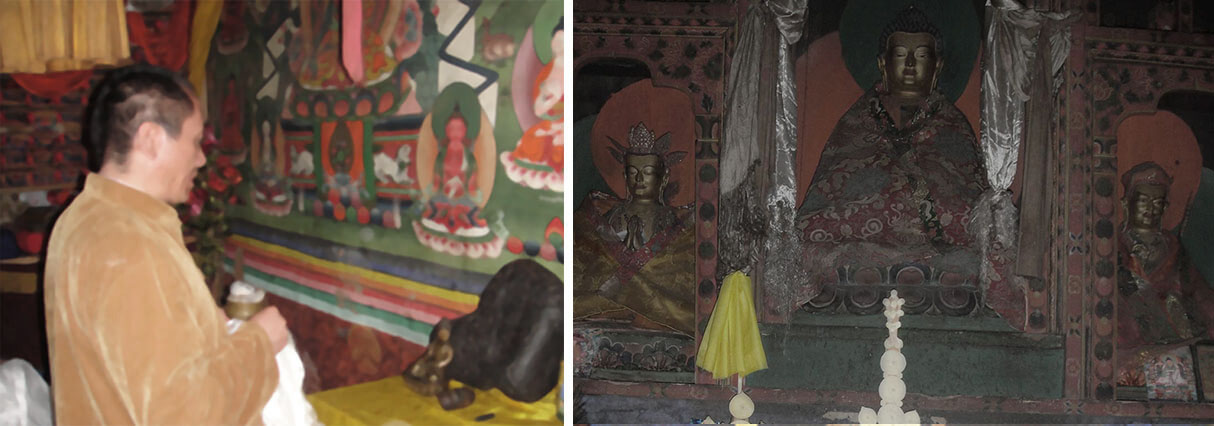 殊勝蓮師腳印與三身佛像